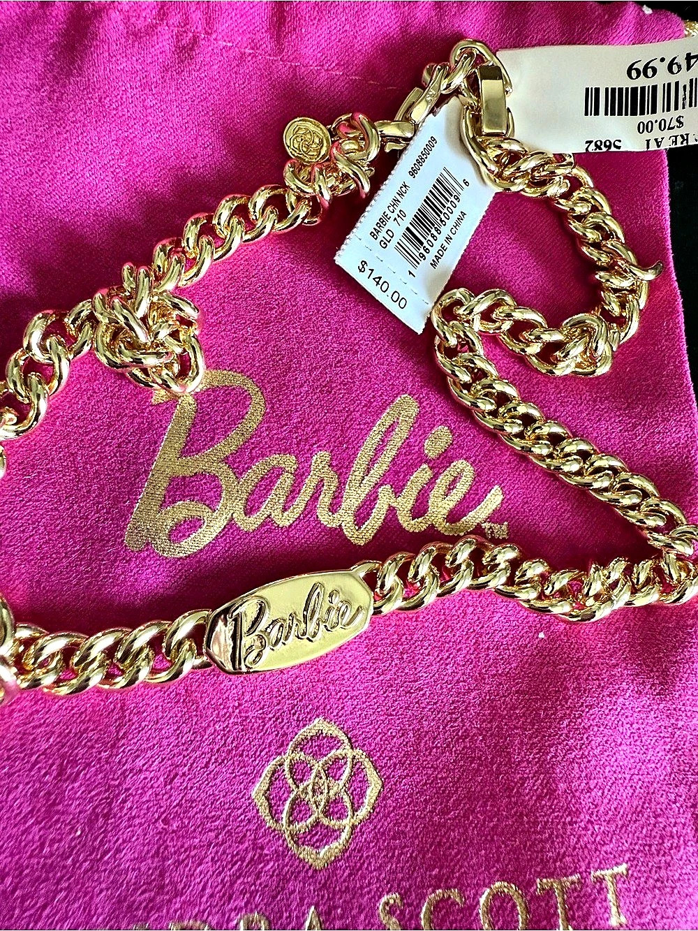 Kendra Scott Barbie x Kendra Scott Chain Necklace Gold & Pink